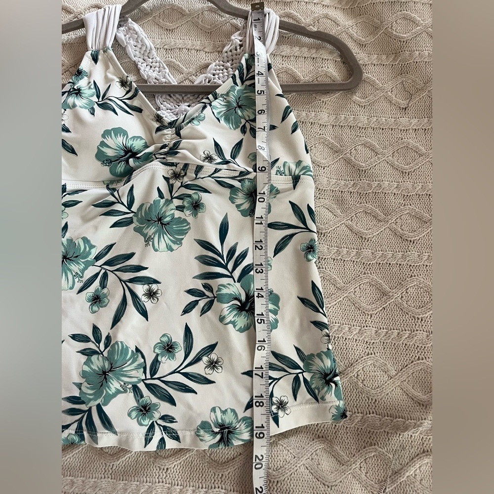 Ambrielle brand White & green Floral Tankini with knit braided straps size S - Picture 13 of 13